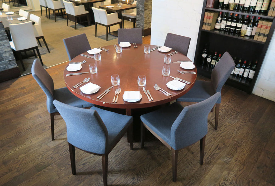 Pasha Wood Dining Chair by SohoConcept, showing wood chairs with table in live shot.