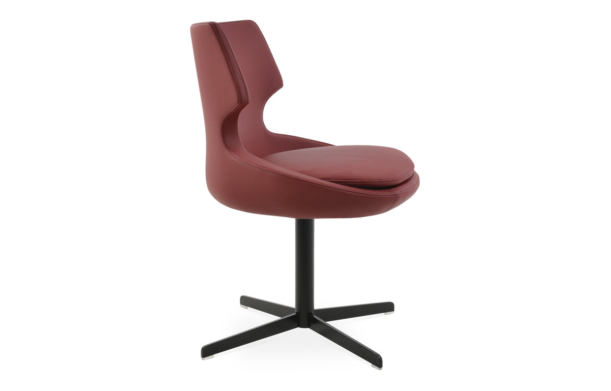 Patara 4 Star Swivel Chair by SohoConcept - Black Finish, Dark Red PPM.