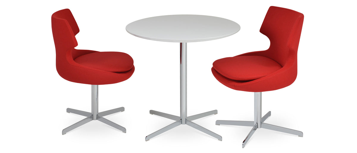 Patara 4 Star Swivel Chair by SohoConcept, showing two 4 star swivel chairs with table.