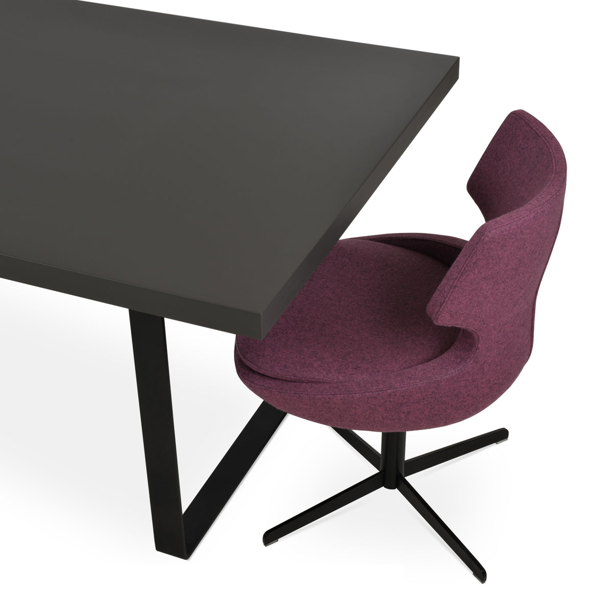Patara 4 Star Swivel Chair by SohoConcept, showing 4 star swivel chair with table.