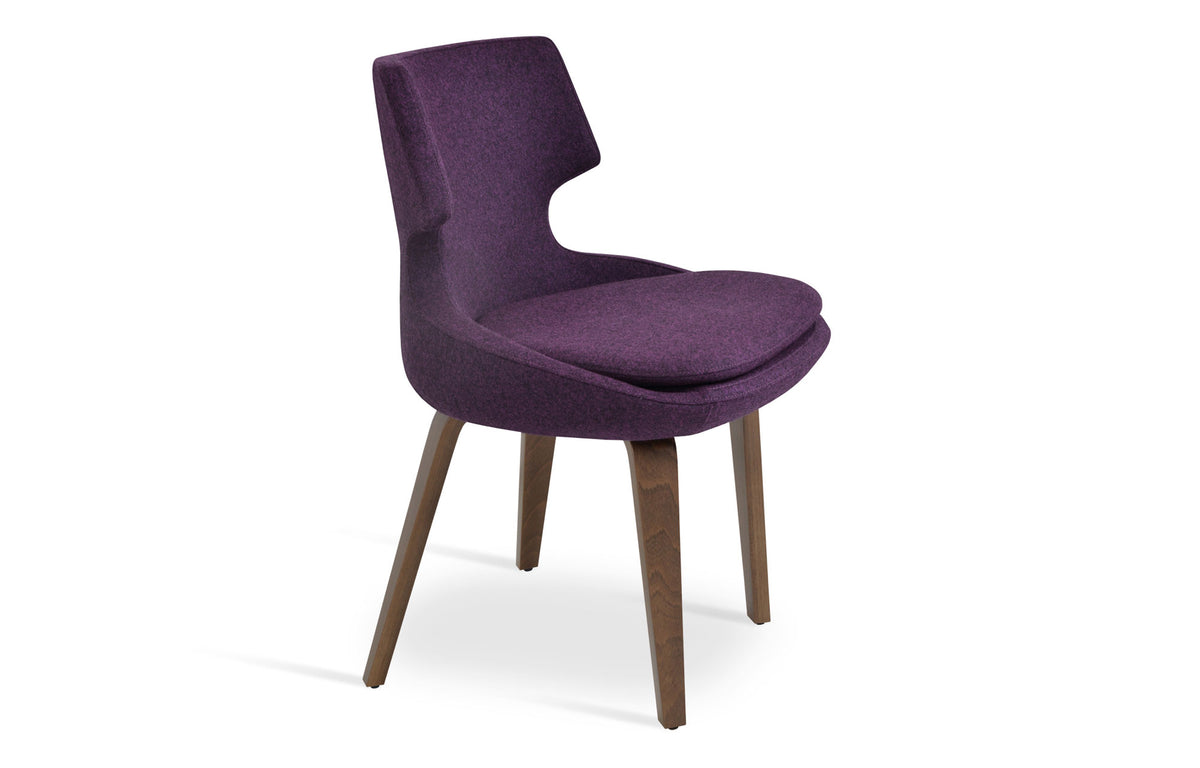 Patara Plywood Dining Chair by SohoConcept - American American Walnut Veneer Wood, Camira Blazer Deep Maroon Wool.