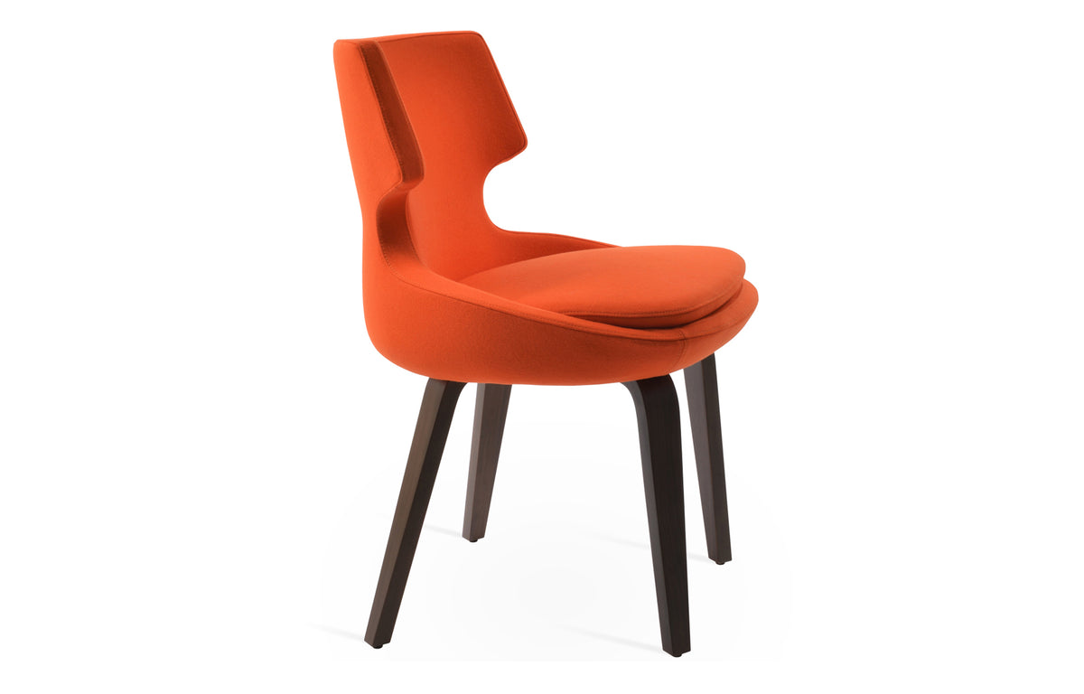 Patara Plywood Dining Chair by SohoConcept - American American Walnut Veneer Wood, Camira Blazer Orange Wool.