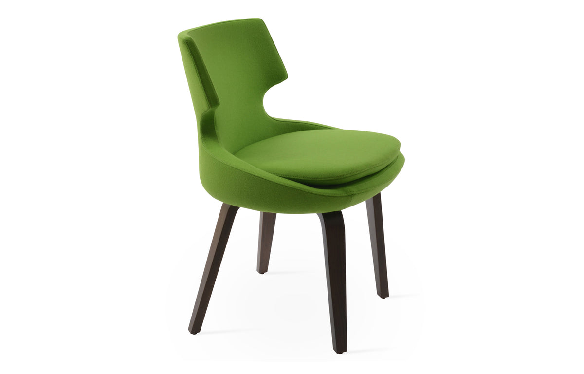 Patara Plywood Dining Chair by SohoConcept - American American Walnut Veneer Wood, Camira Blazer Pistachio Wool.