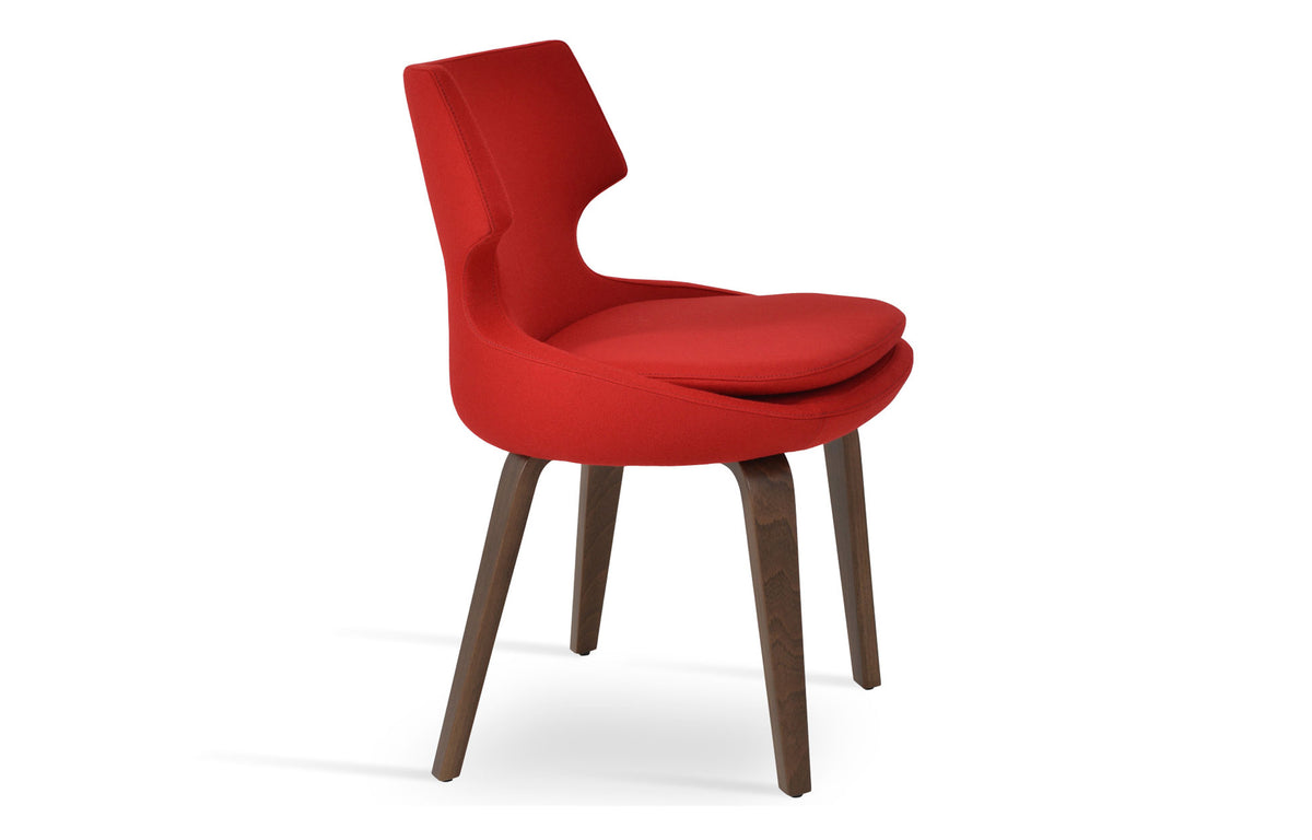 Patara Plywood Dining Chair by SohoConcept - American American Walnut Veneer Wood, Camira Blazer Red Wool.