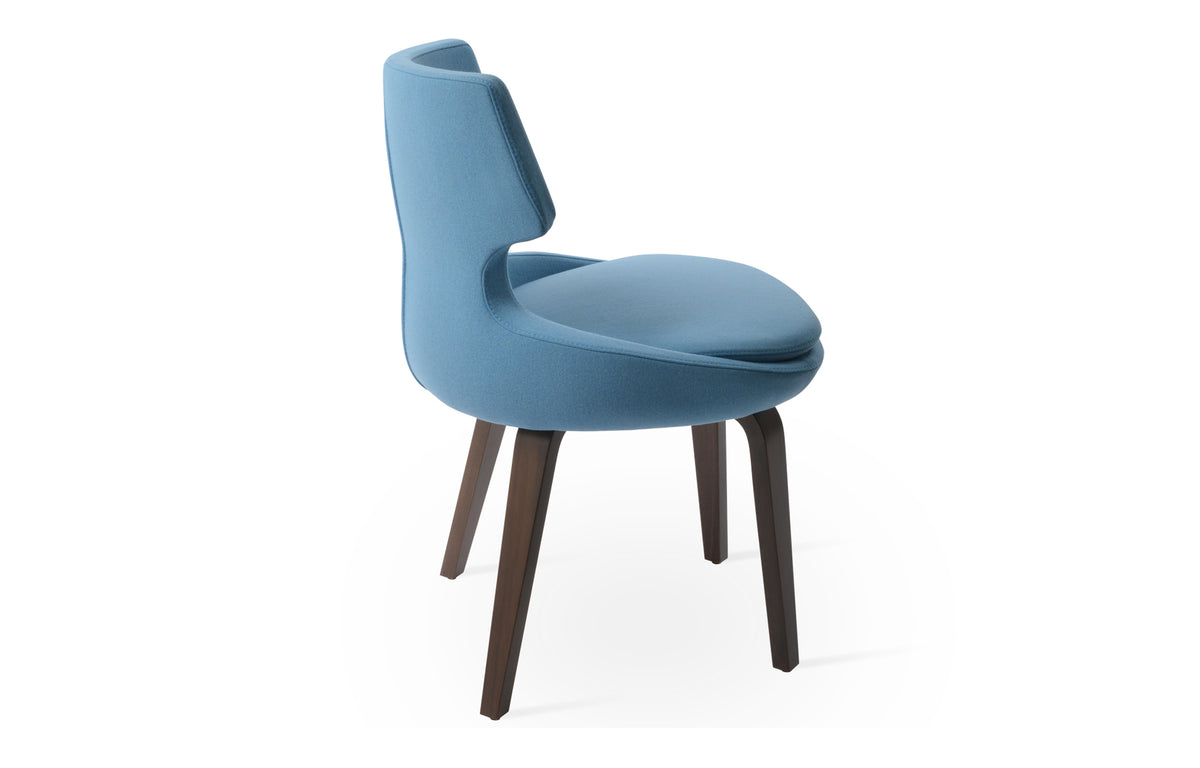 Patara Plywood Dining Chair by SohoConcept - American American Walnut Veneer Wood, Camira Blazer Sky Blue Wool.