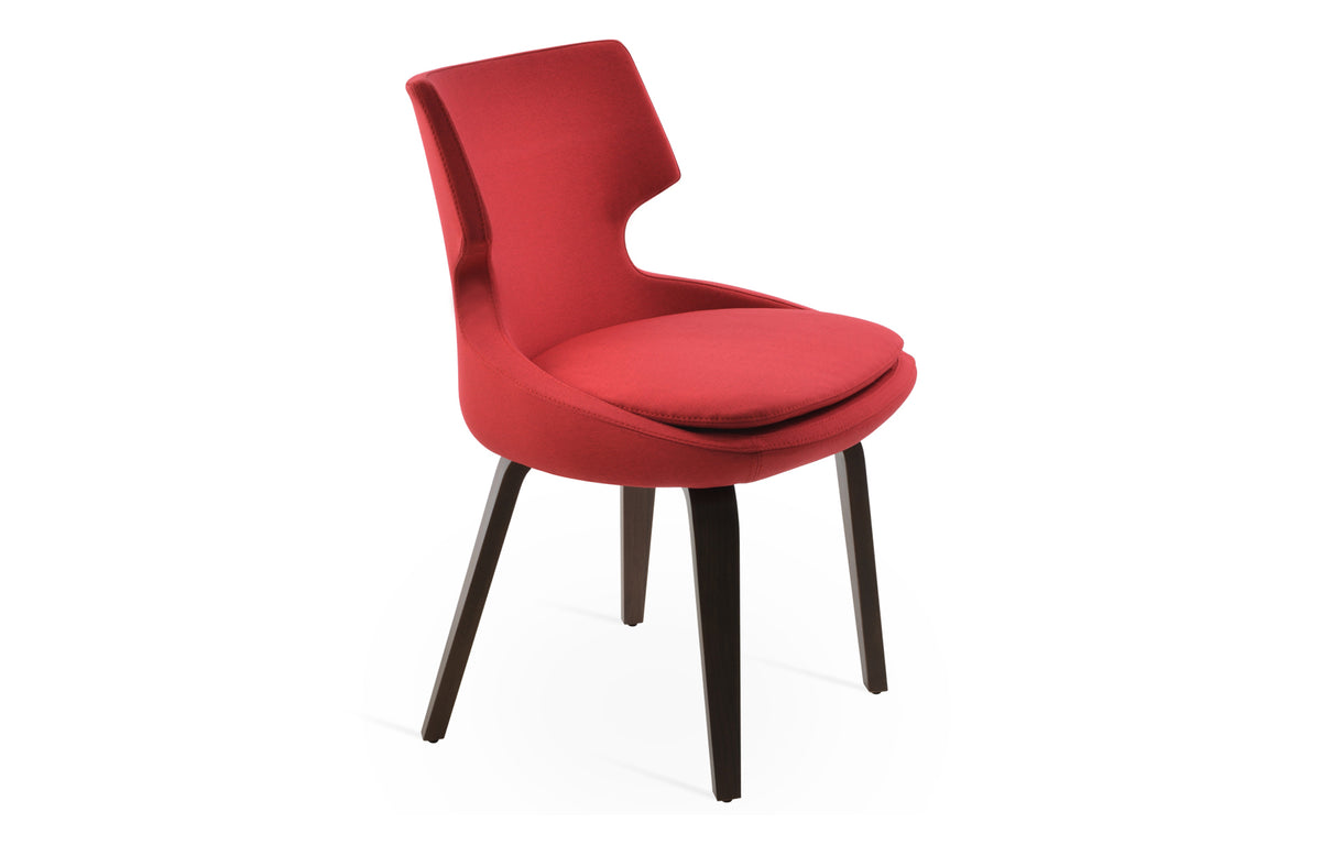 Patara Plywood Dining Chair by SohoConcept - American Walnut Veneer Wood, Camira Era Red Fabric.