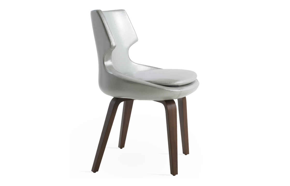 Patara Plywood Dining Chair by SohoConcept - American Walnut Veneer Wood, Silver PPM.