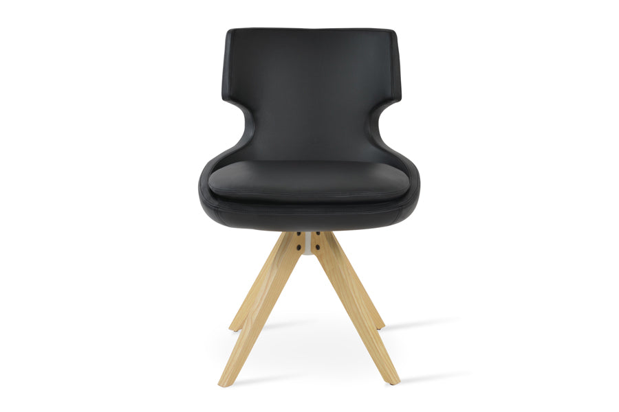Patara Pyramid Swivel Chair by SohoConcept, showing front view of pyramid swivel chair.