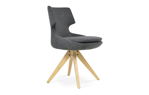 Patara Pyramid Swivel Chair by SohoConcept - Natural Ash Wood, Camira Blazer Dark Grey Wool.