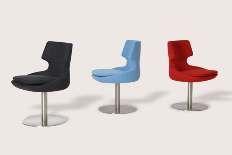 Patara Round Swivel Chair by sohoConcept, shown in multiple fabric.