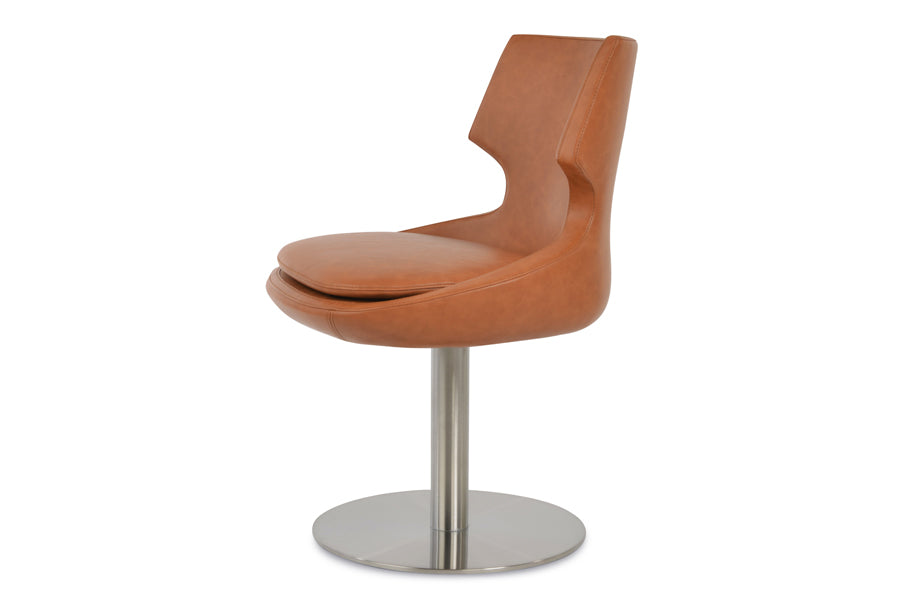 Patara Round Swivel Chair by SohoConcept, showing angle view of round swivel chair.