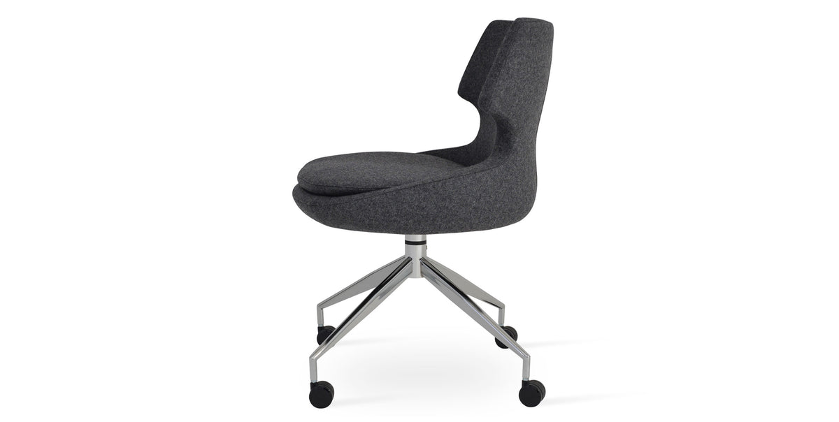 Patara Spider Chair with Caster by SohoConcept, showing side view of spider chair with caster.