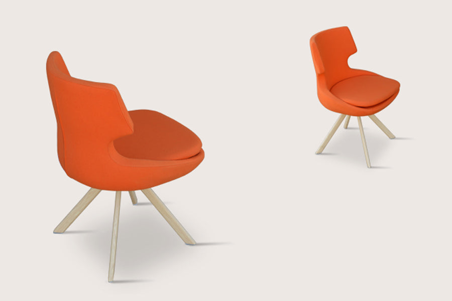 Patara Sword Dining Chair by sohoConcept, shown in orange camira wool.