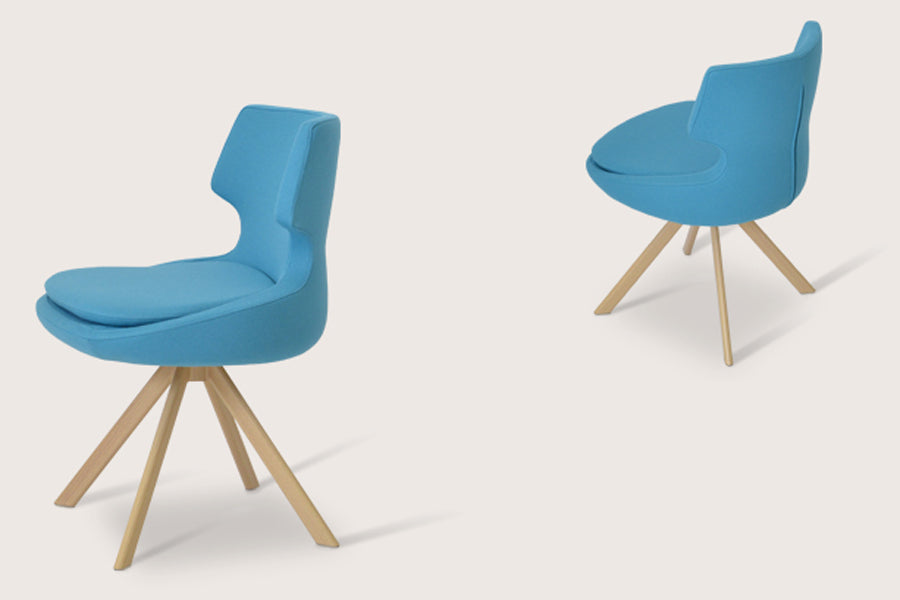 Patara Sword Dining Chair by sohoConcept, shown in turquoise camira wool.