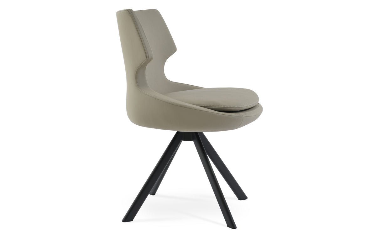 Patara Sword Swivel Dining Chair by SohoConcept - Black Painted Steel Tube, Bone PPM