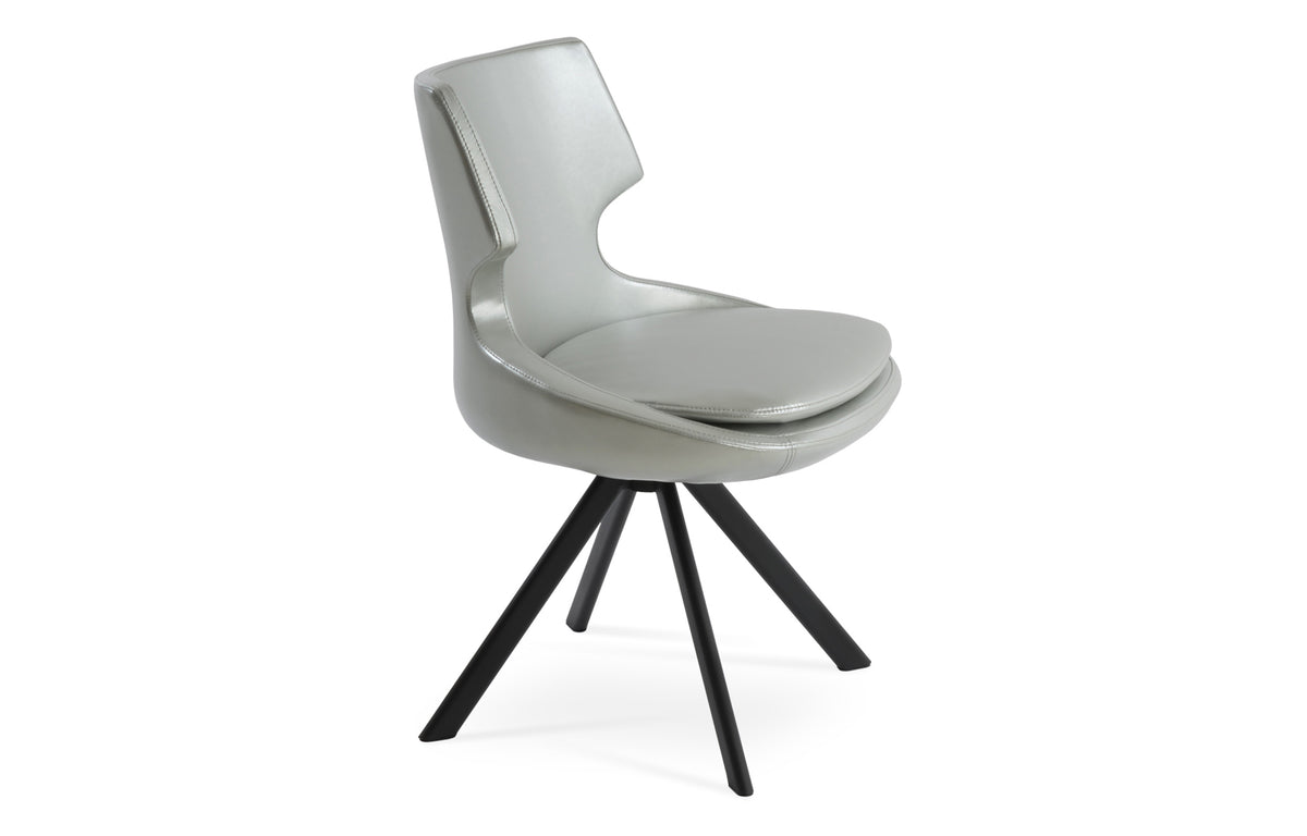 Patara Sword Swivel Dining Chair by SohoConcept - Black Painted Steel Tube, Silver PPM