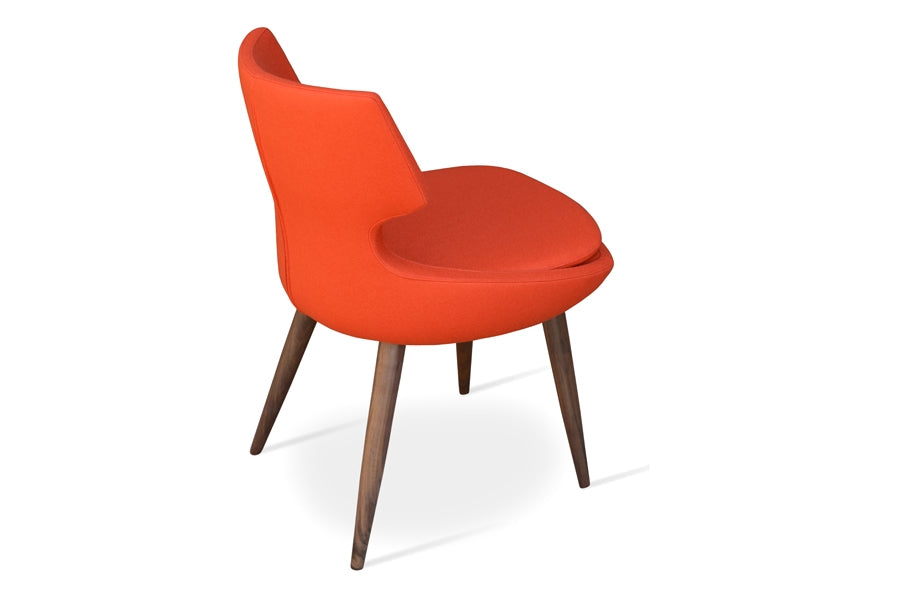 Patara Wood Dining Chair by SohoConcept, shown in orange camira wool.