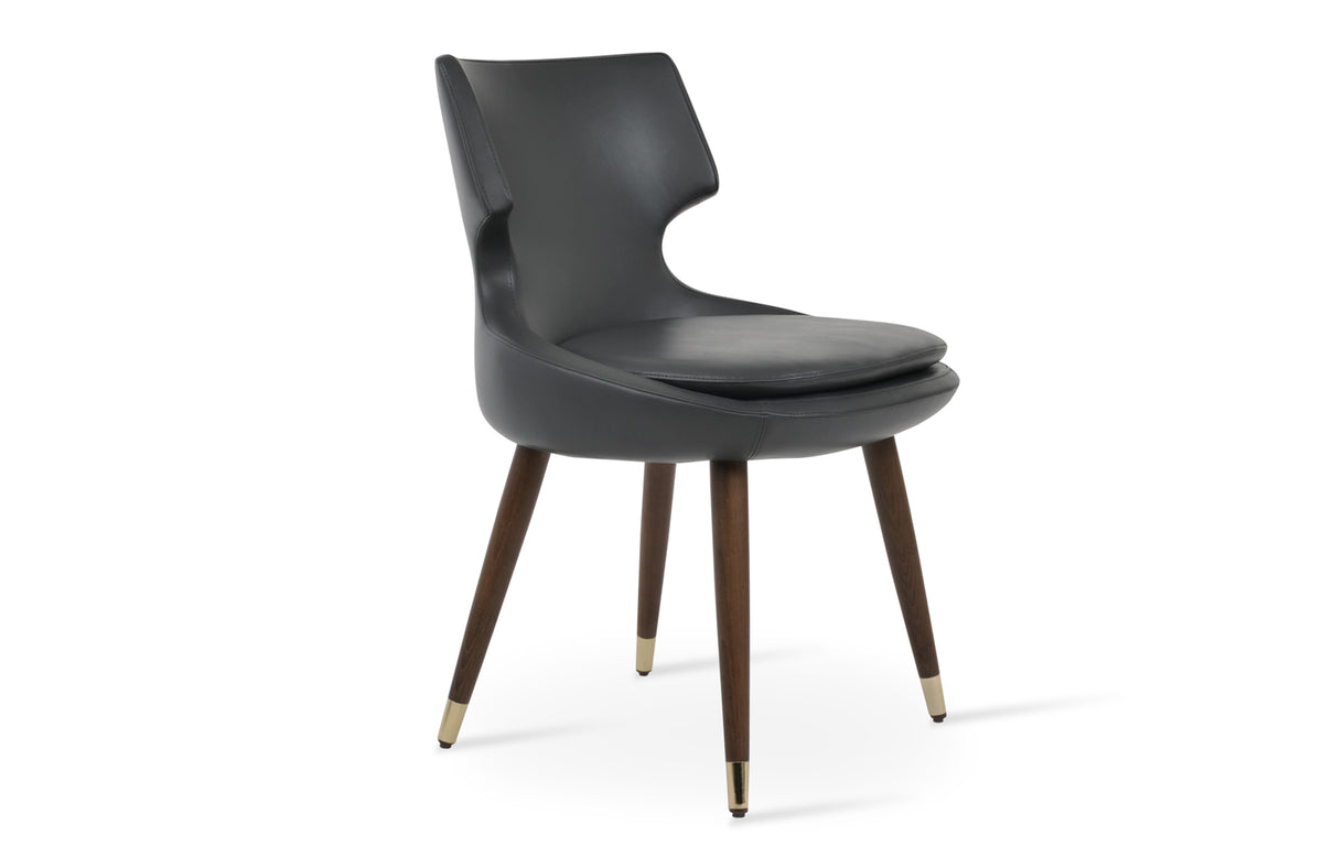 Patara Wood Dining Chair by SohoConcept - Beech Walnut Wood with Gold Ring, Grey PPM-FR