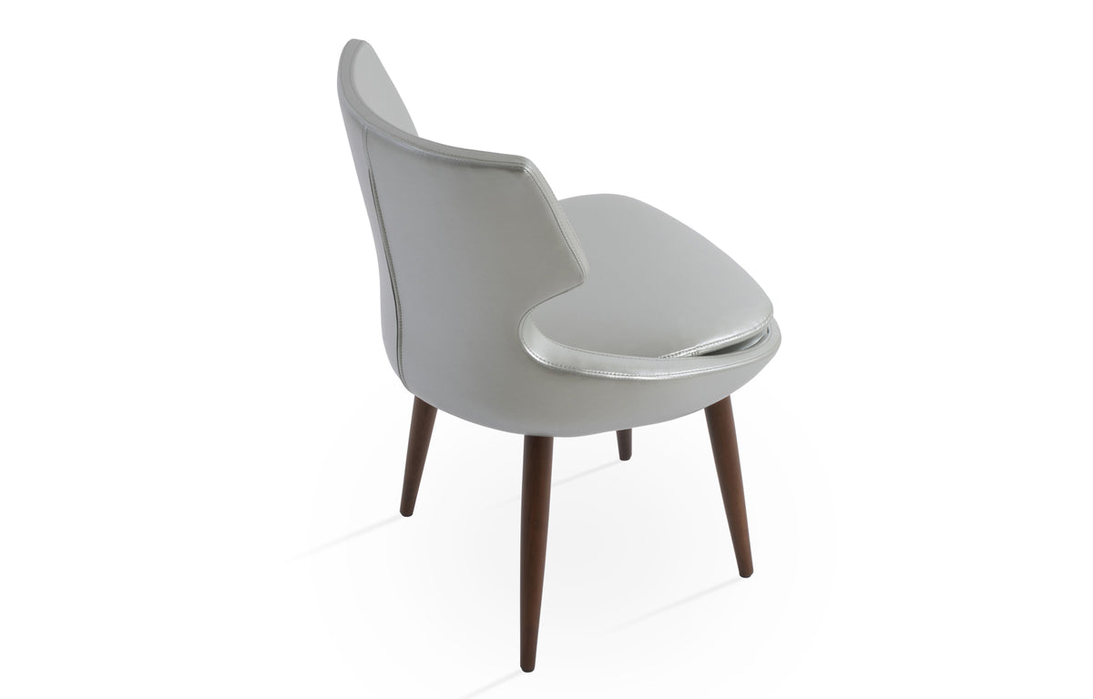Patara Wood Dining Chair by SohoConcept - Beech Walnut Wood, Silver PPM