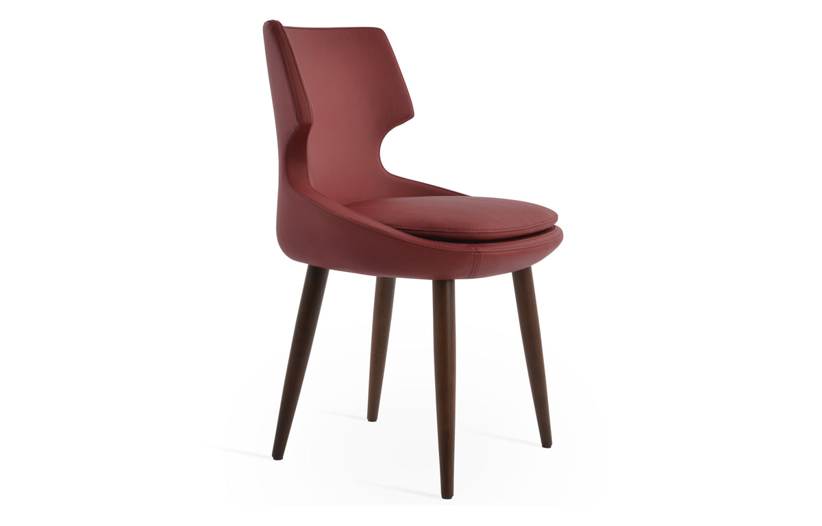 Patara Wood Dining Chair by SohoConcept - Beech Wood Walnut, Dark Red PPM.