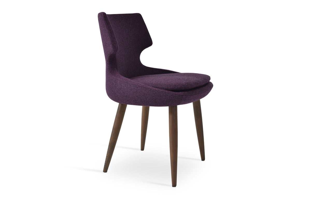 Patara Wood Dining Chair by SohoConcept - Beech Walnut Wood, Camira Blazer Deep Maroon Wool.