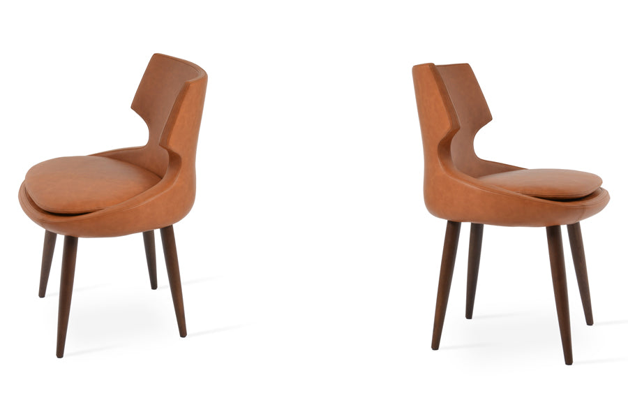 Patara Wood Dining Chair by SohoConcept, showing two wood dining chairs together.