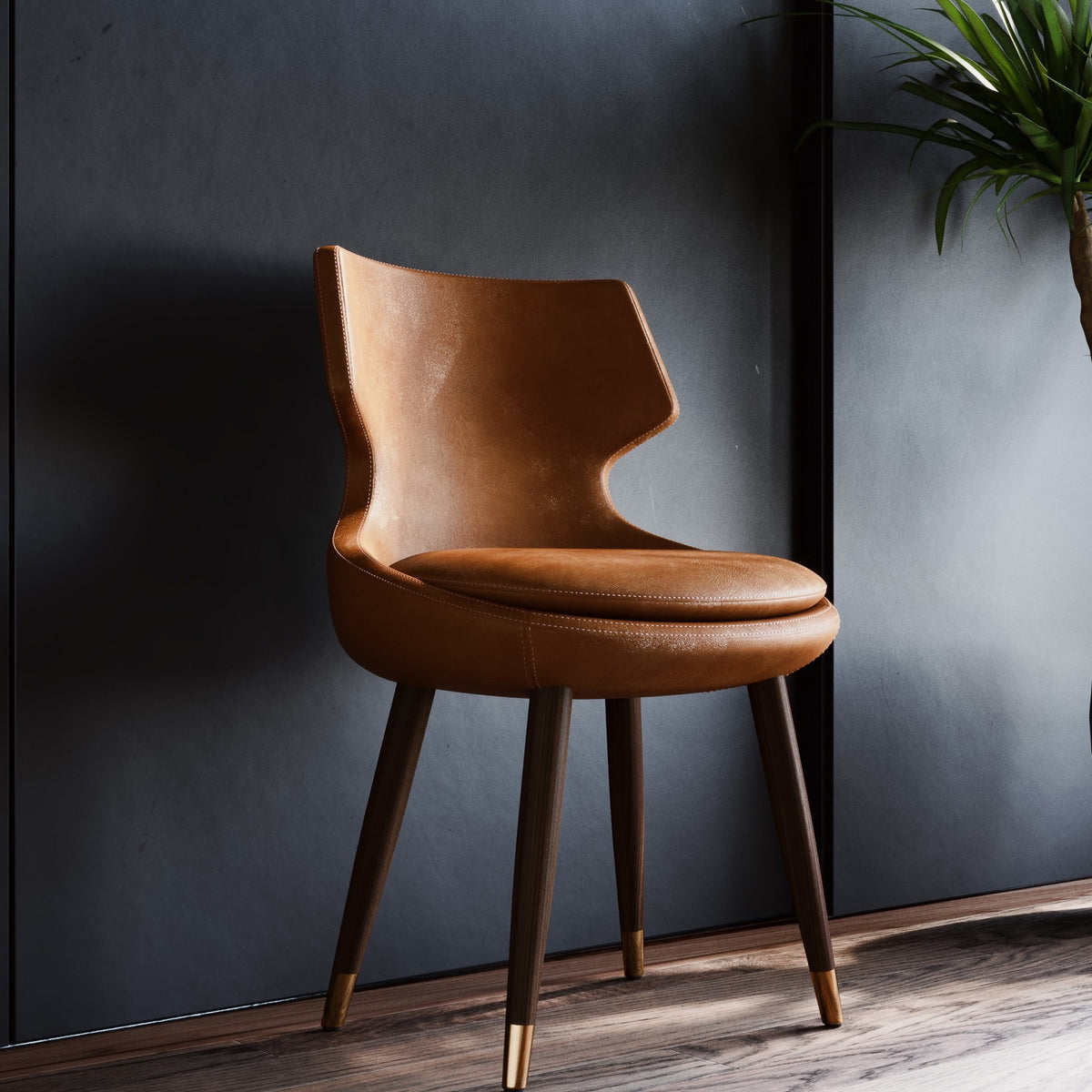 Patara Wood Dining Chair by SohoConcept, showing angle view of wood dining chair in live shot.