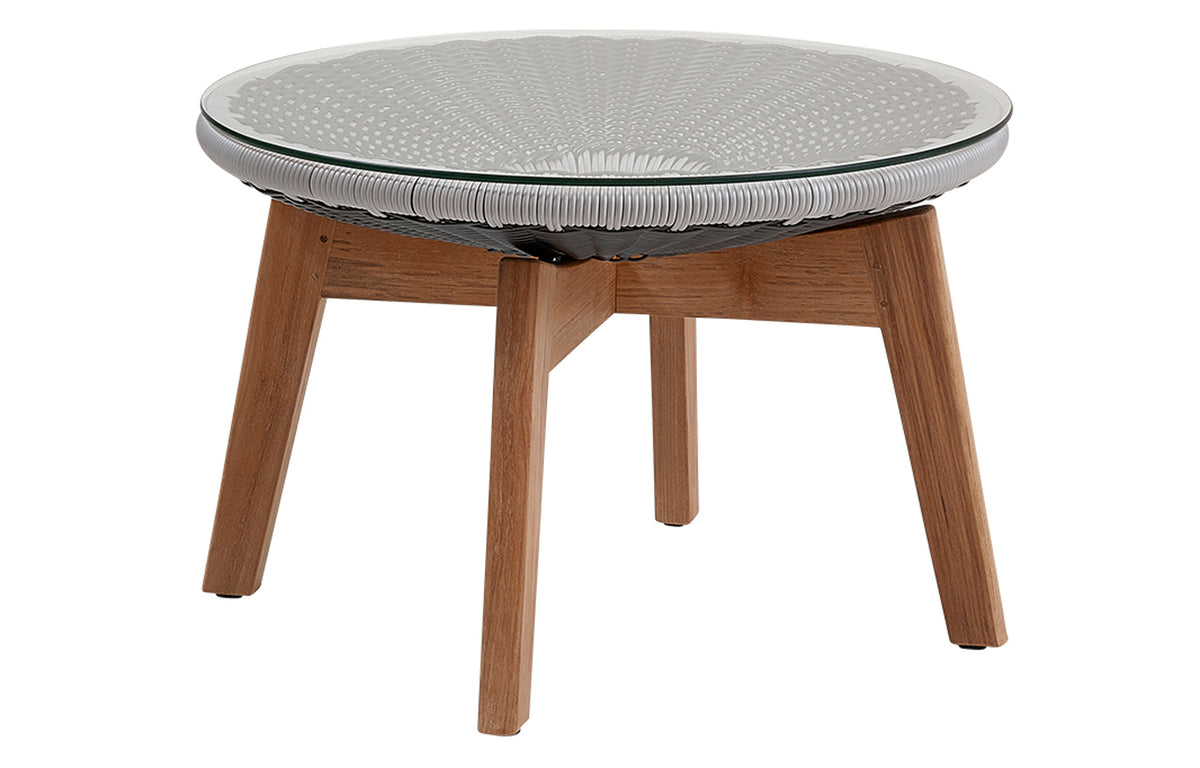 Peacock Footstool/Side Table by Cane-Line - Grey/Light Grey, Clear Safety Glass.