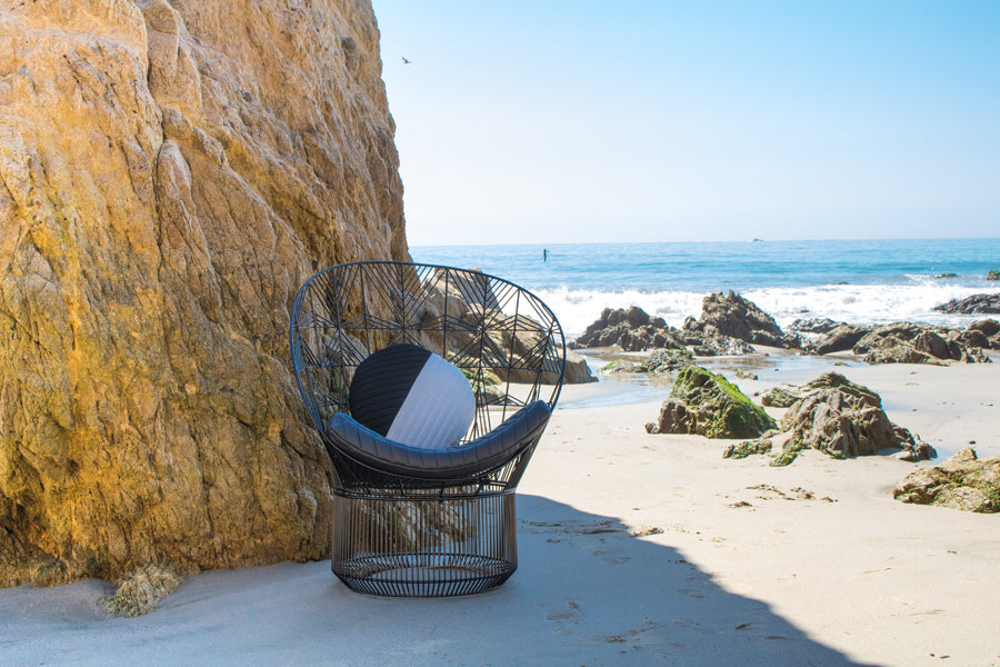 Peacock Lounge Chair by Bend, showing peacock lounge chair with pads in live shot.