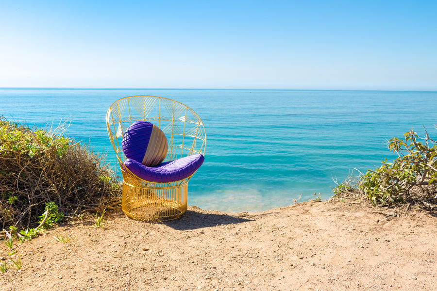 Peacock Lounge Chair by Bend, showing peacock lounge chair with pads in live shot.