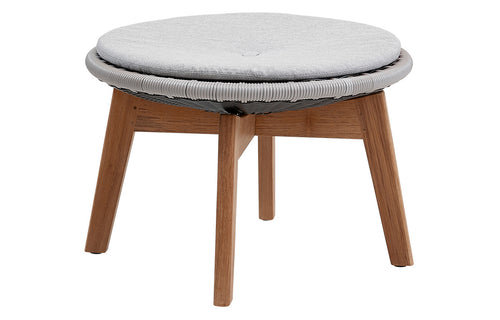 Peacock Upholstery Footstool by Cane-Line - Grey/Light Grey, Light Grey Natte Cushion w/QuickDry & Airflow System.