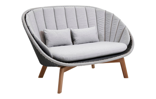 Peacock Outdoor 2-Seater Sofa by Cane-Line - Grey/Light Grey, Light Grey Natte Cushion Set.