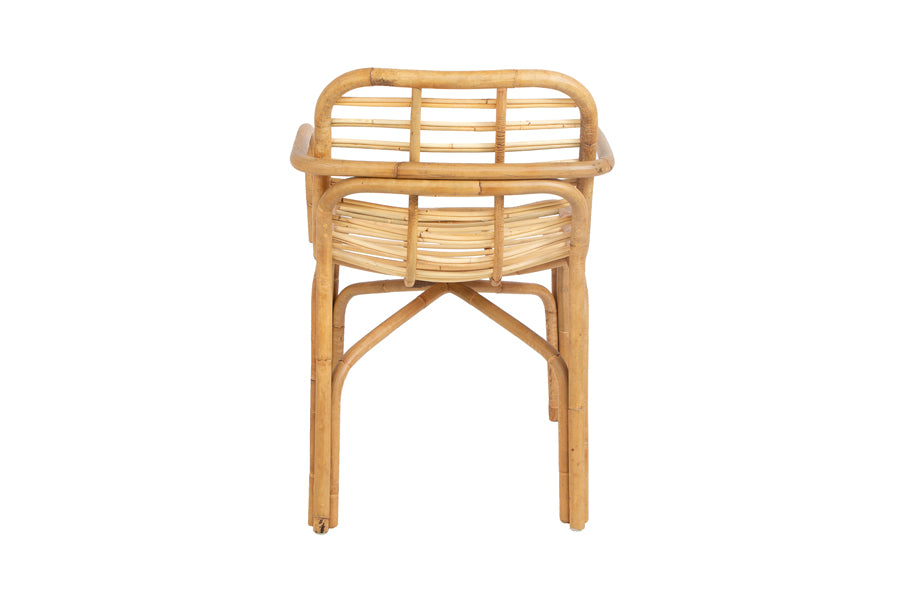 Peak Rattan Dining Armchair by Cane-Line, showing back view of peak rattan dining armchair in natural rattan.