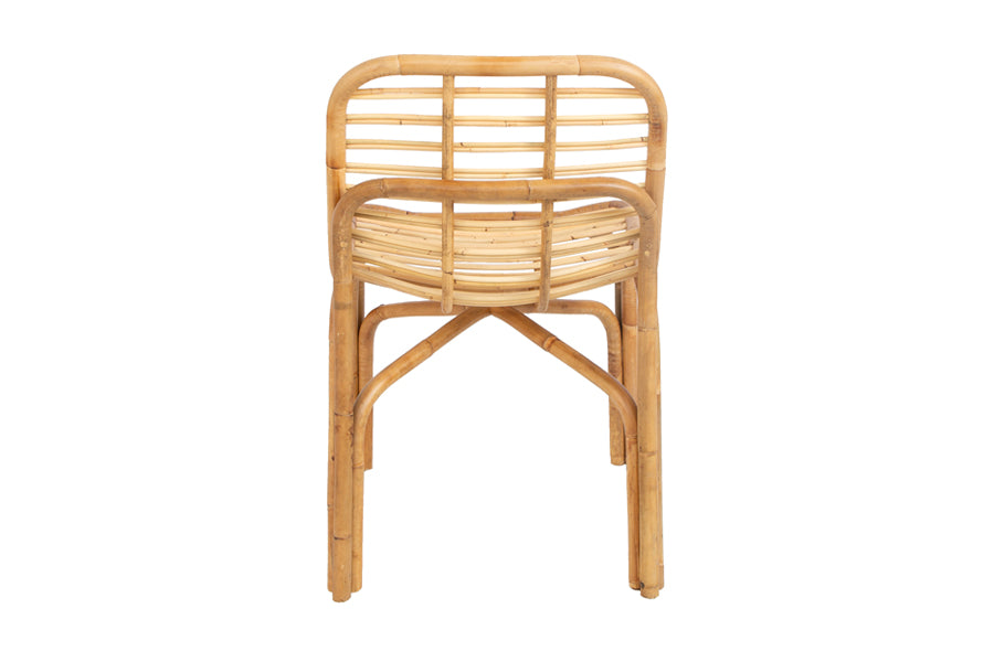 Peak Rattan Dining Chair by Cane-Line, showing back view of peak rattan dining chair in natural rattan.