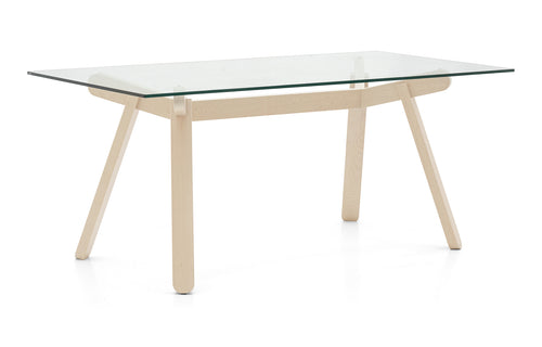 Peeno Table by Connubia - Bleached Beech Beechwood Frame/Transparent Tempered Glass Top.