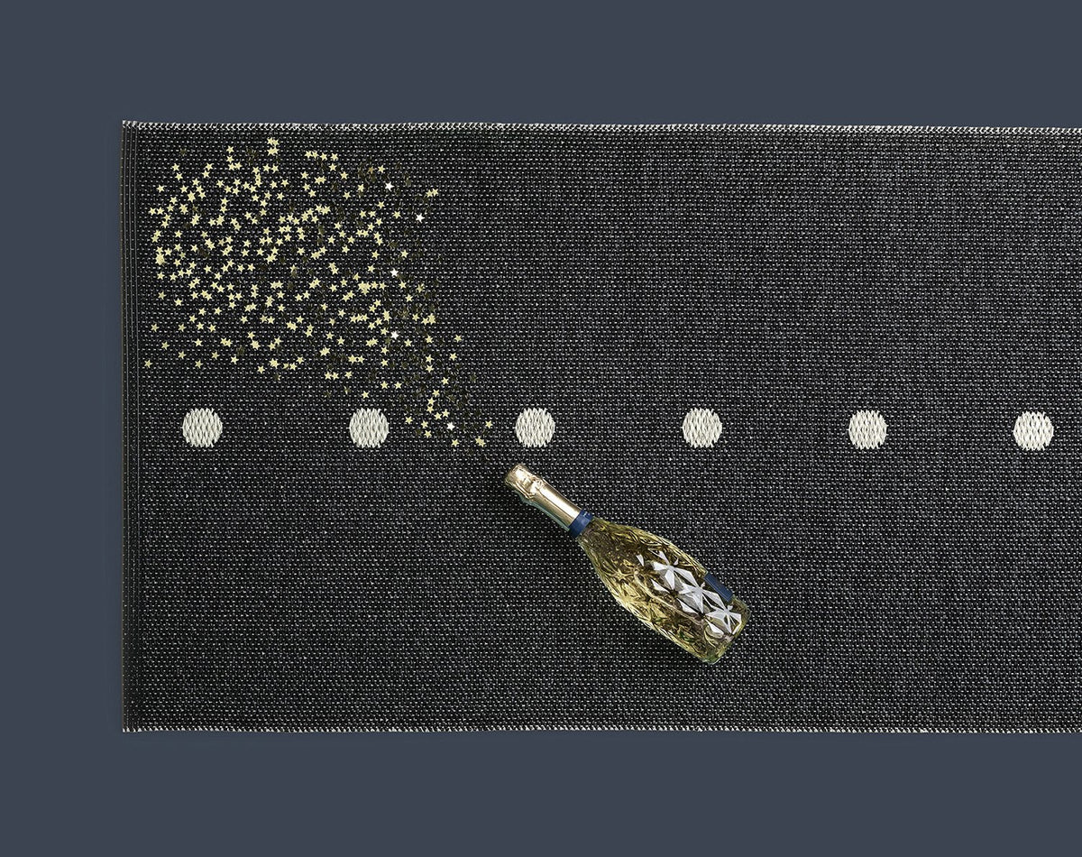 Peg Black & Linen Runner Rug by Pappelina, showing top view of peg black & linen runner rug in live shot.