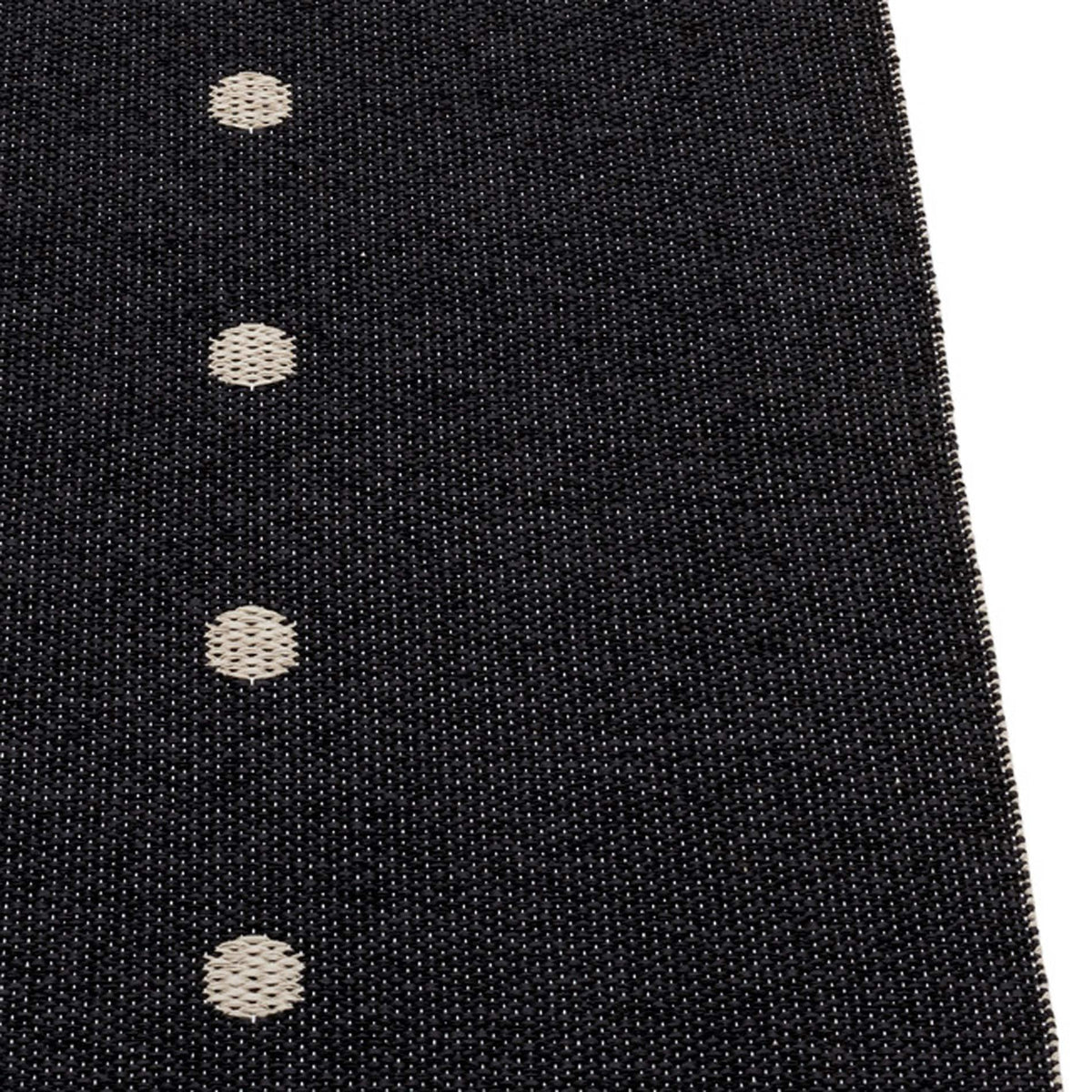 Peg Black & Linen Runner Rug by Pappelina, showing closeup view of peg black & linen runner rug.