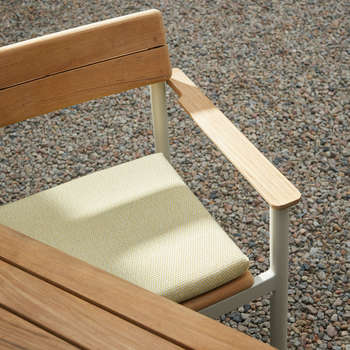 Pelago Armchair by Skagerak, showing closeup view of pelago armchair in live shot.