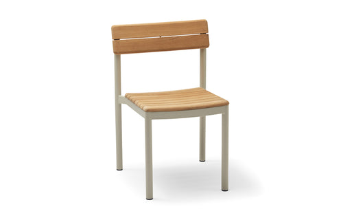 Pelago Armless Chair by Skagerak - Light Ivory Aluminum, No Cushion.