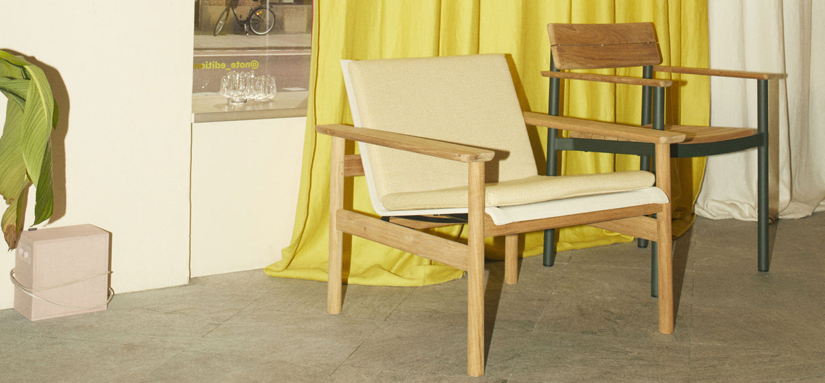 Pelago Lounge Chair by Skagerak, showing pelago lounge chair in live shot.
