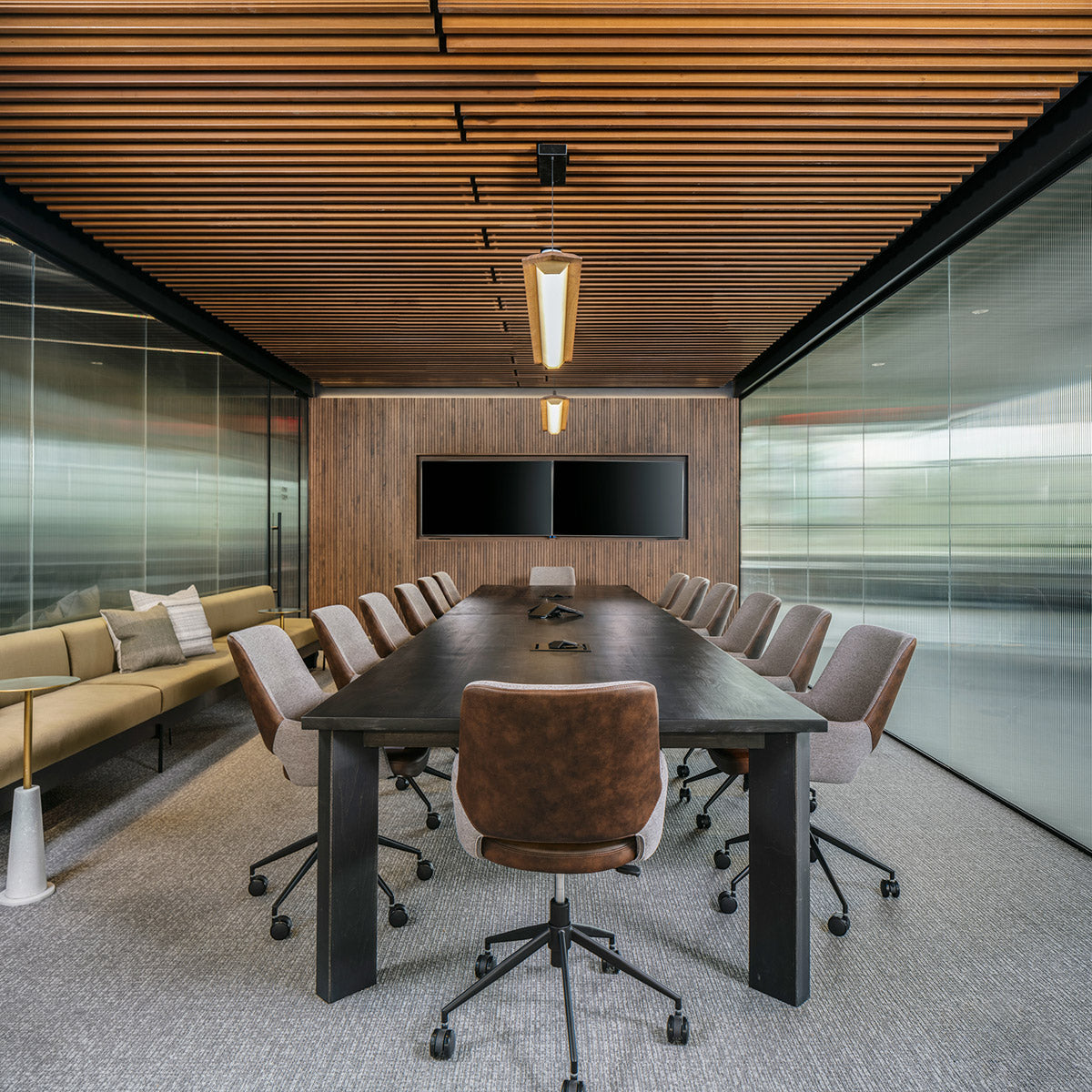 Penna 64" LED Pendant by Cerno, showing of penna 64" led pendants in live shot.