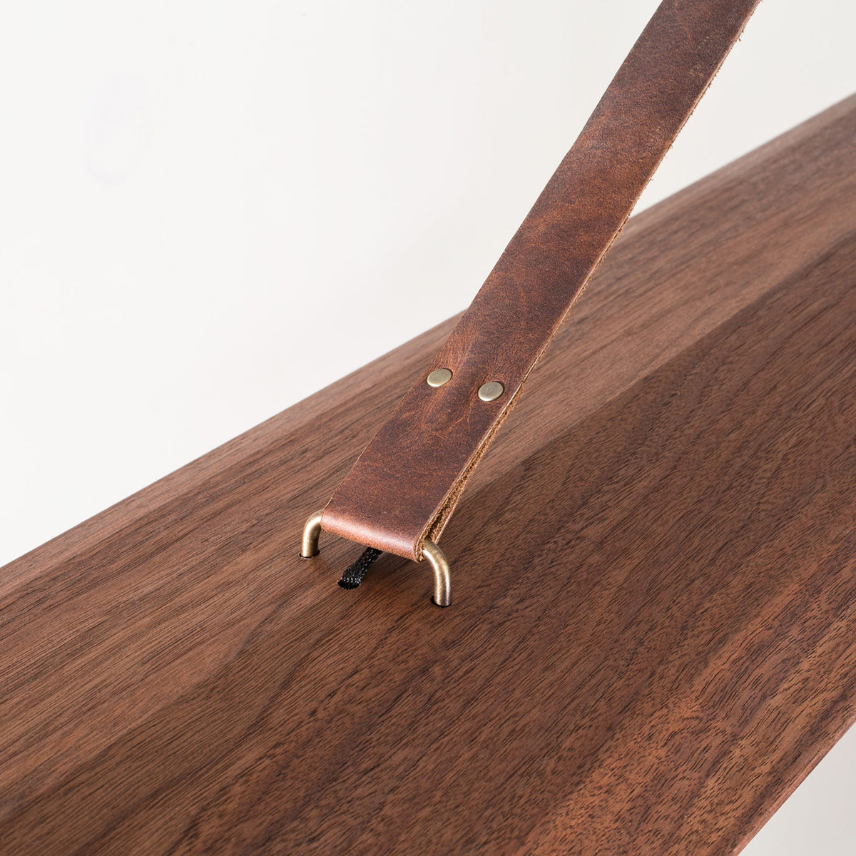 Penna 40" LED Pendant by Cerno, showing detail view of penna 40" led pendant in brushed brass metal + walnut wood.