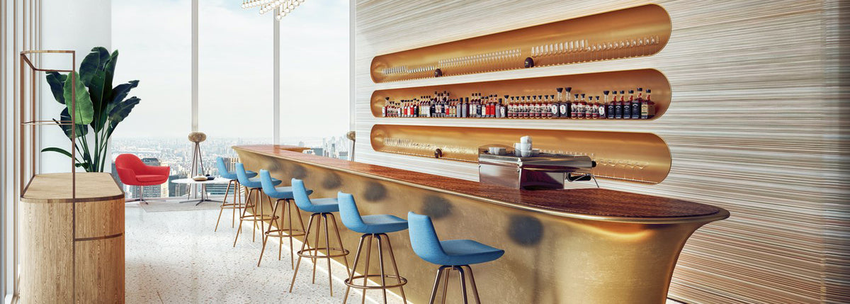 Pera Max Swivel Counter Stool, showing max swivel counter stools in live shot.