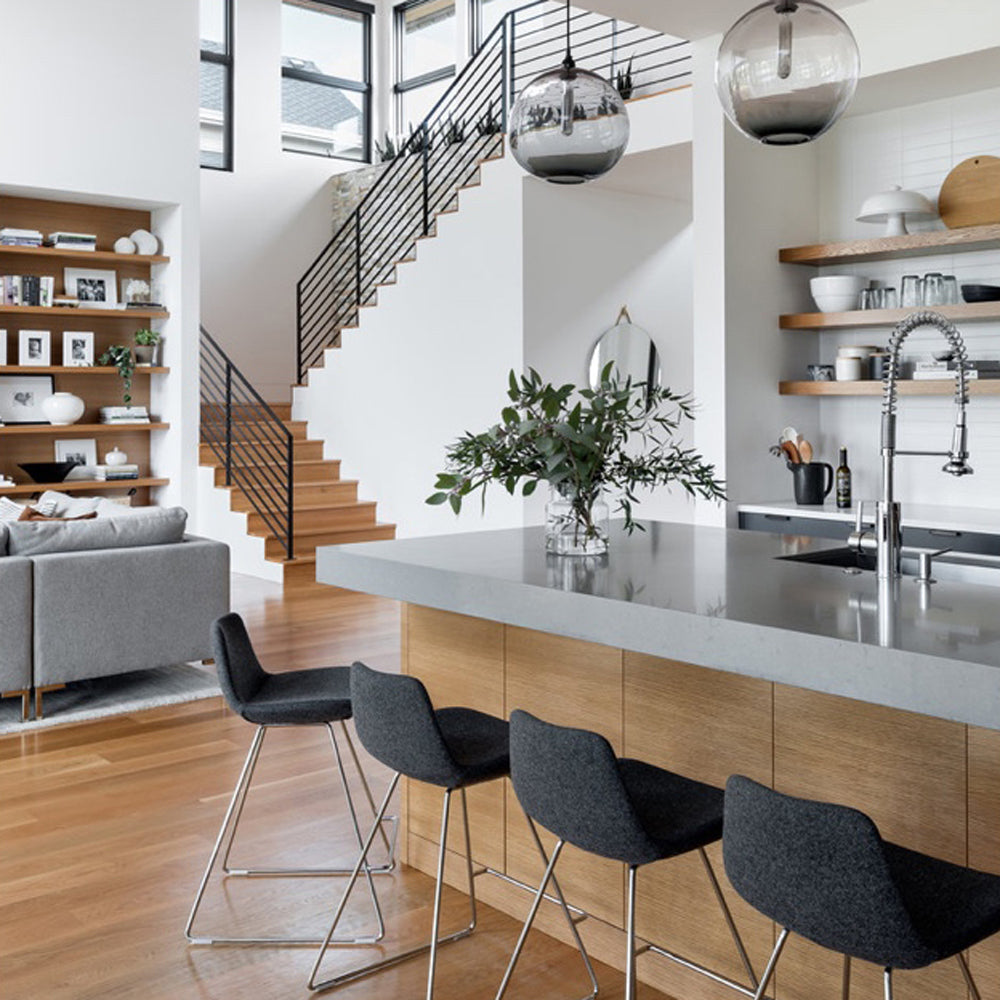 Pera Wire Bar Stool by SohoConcept, showing wire stools in live shot.
