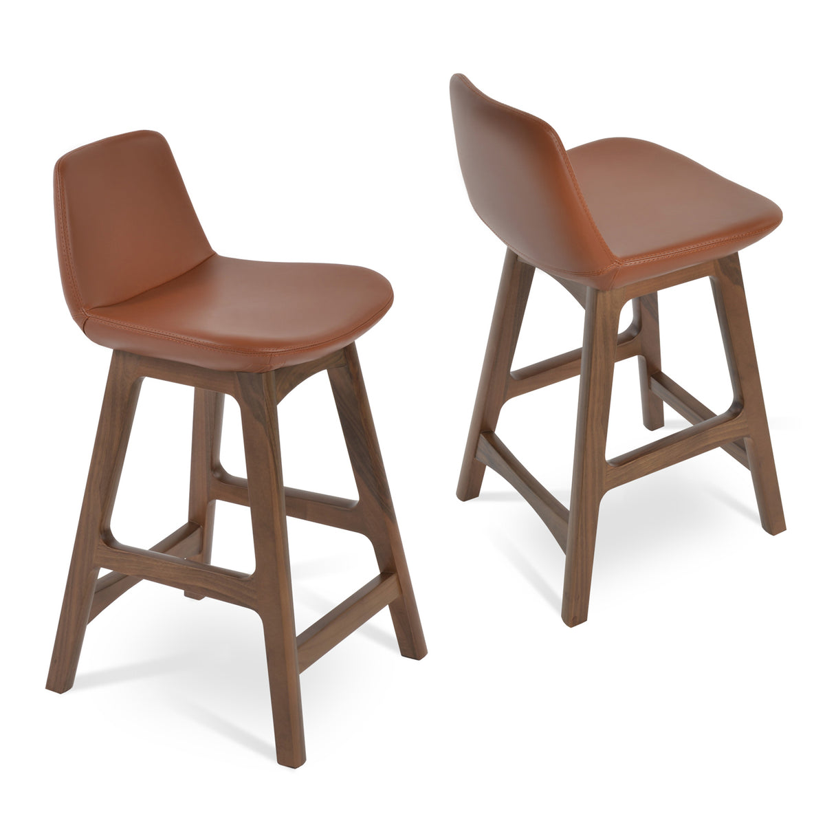 Pera Wood Counter Stool by SohoConcept, showing two wood counter stools together.