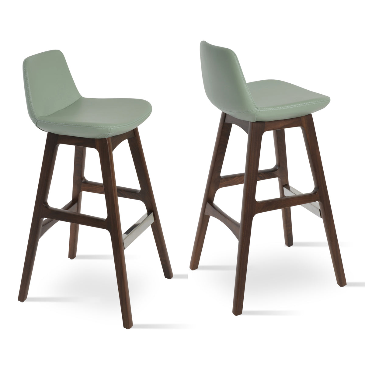 Pera Wood Counter Stool by SohoConcept, showing two wood counter stools together.