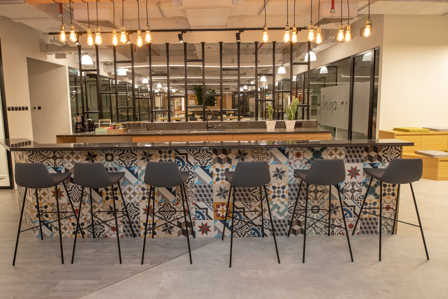Pera X Metal Stool by B&T, showing pera x metal stools in live shot.