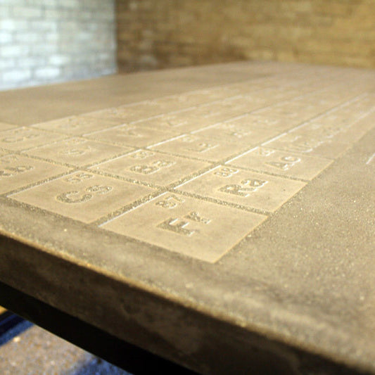 James De Wulf Periodic Coffee Table by De Wulf, showing closeup view of periodic coffee table in live shot.