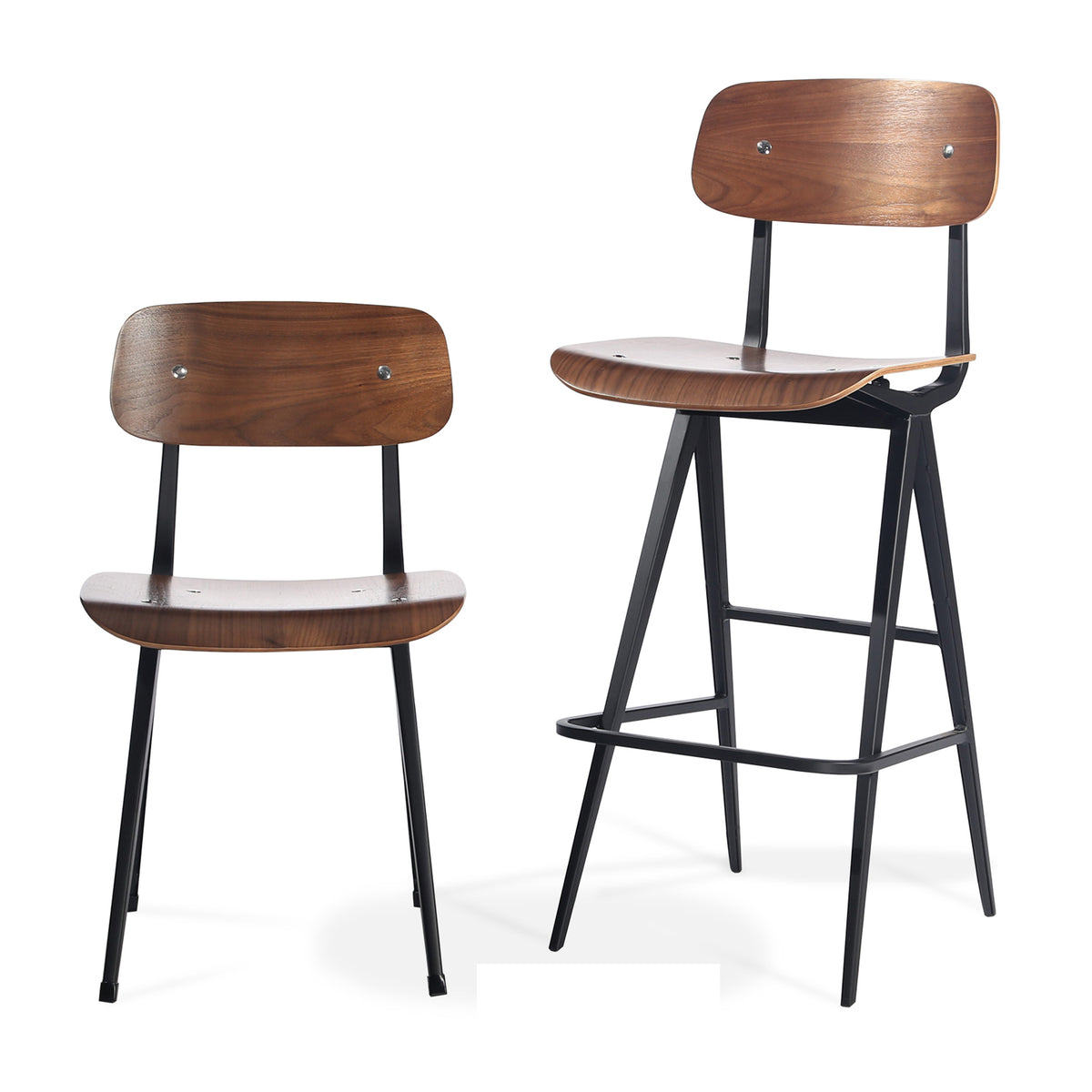 Perla Bar Stool by SohoConcept, showing bar stool with dining chair together.