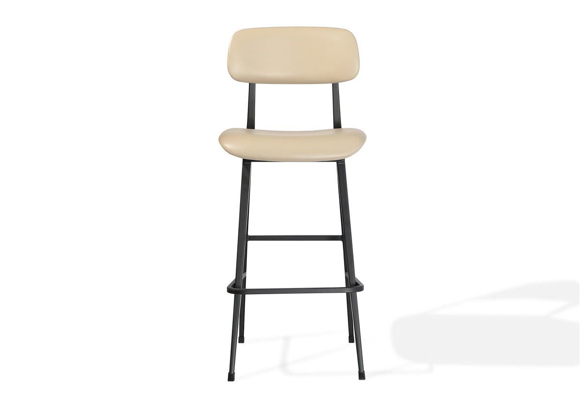 Perla Soft Seat Bar Stool by SohoConcept, showing front view of soft seat bar stool.